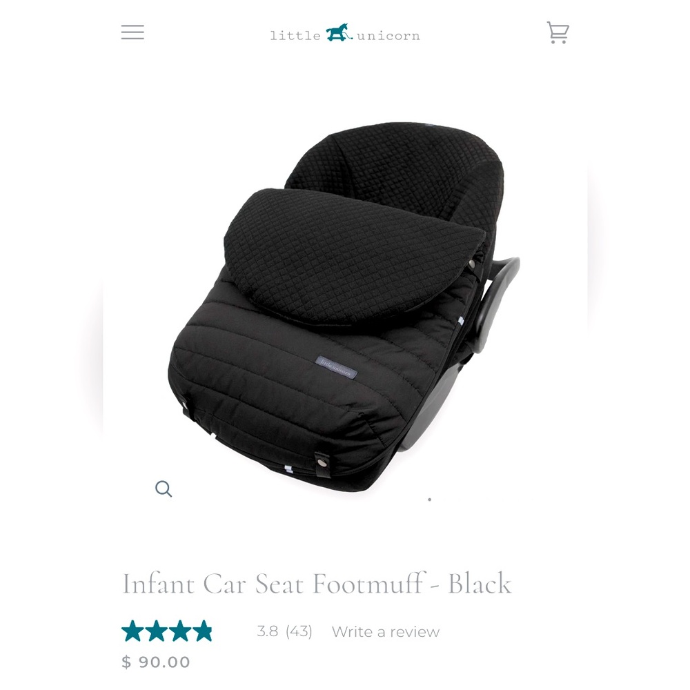 Preloved . . .  Little Unicorn Infant Car Seat Footmuff  |  Black
